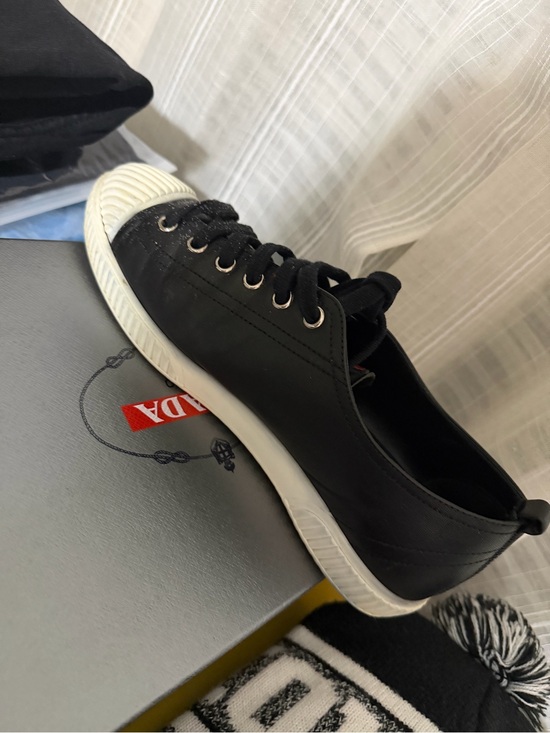 Prada Shoes - PRADA Shoes Womens US 8 EU 8 Black Leather Casual Sneaker 3E5876 Made in Italy